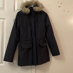 Aeropostale black parka jacket SMALL gently used